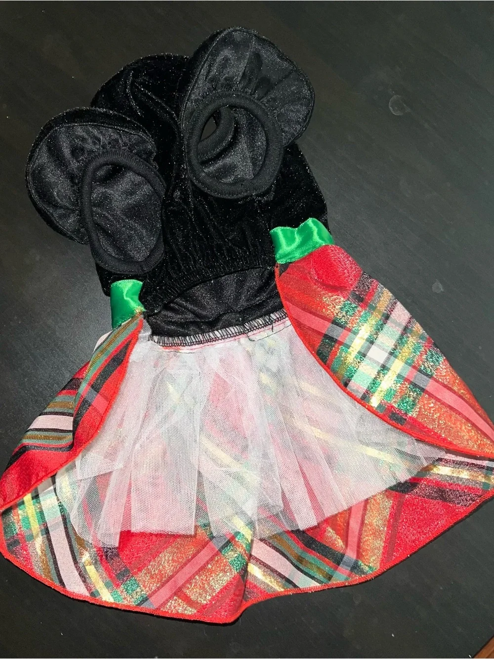 Deck the Paws 🐾 Holiday Plaid Pet Dress with Green Bow NWT